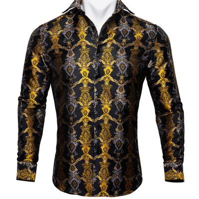 Camisa de Seda Estampado Paisley Azul Verdoso - Diseño Floral Sofisticado para Hombre - Image 14