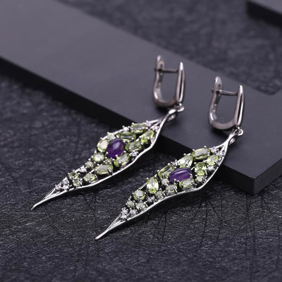 Aretes Personalizados de Amatista y Olivino para Mujer