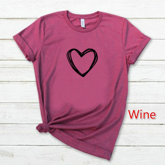 Camiseta Mujer Estampado Corazón Manga Corta Suelta Casual Verano - Image 3