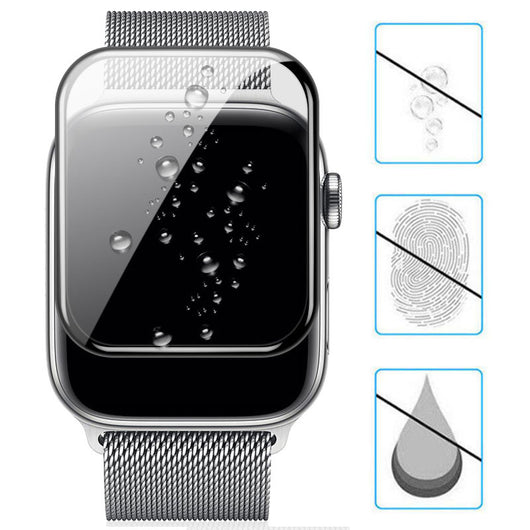 Black border screen protector for Apple Watch Series 4, 40mm, with clear center on a white background. - Image 13