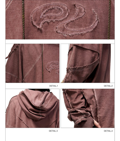 Sudadera con Capucha Desgastada de Estructura Dividida y Teñido Fracturado para Hombre - Image 13