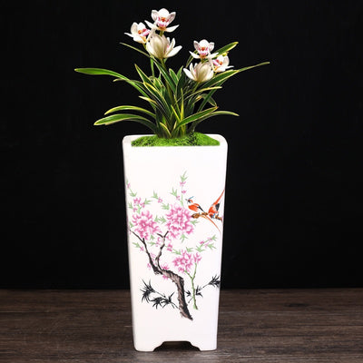 Maceta Cuadrada de Cerámica Esmaltada Púrpura con Diseño Moderno para Plantas - Image 2