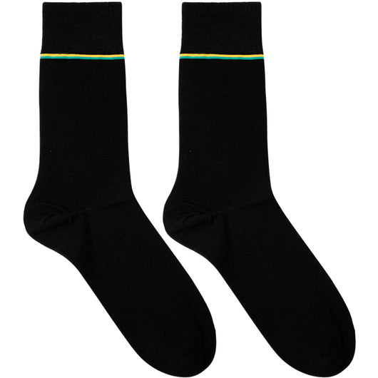 Calcetines Ejecutivos Pinstriped Algodón Mercerizado Negro Verde Amarillo
