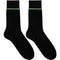 Calcetines Ejecutivos Pinstriped Algodón Mercerizado Negro Verde Amarillo