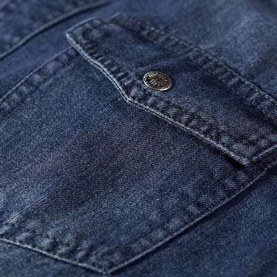 Camisa Denim Manga Larga para Hombre Talla Grande Cuello Solapa - Image 5