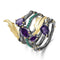 Colorful Gemstone Bracelet Ring 925 Sterling Plateado Crystal Ring Amethyst Ring Size10