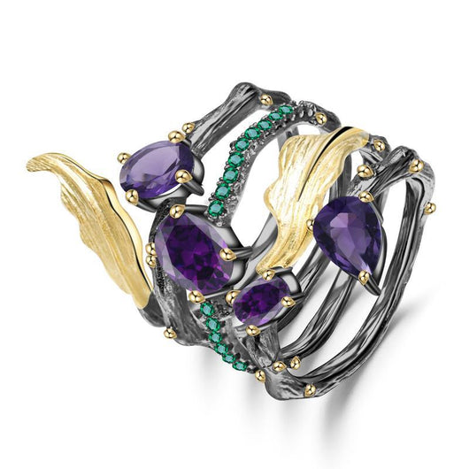 Anillo de Cristal Piedras Preciosas Multicolor en Plata 925 - Image 2