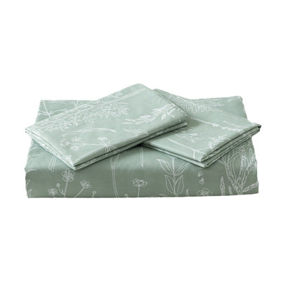 Juego de Edredón Tres Piezas con Diseño Floral Pintado a Mano Verde - Image 3
