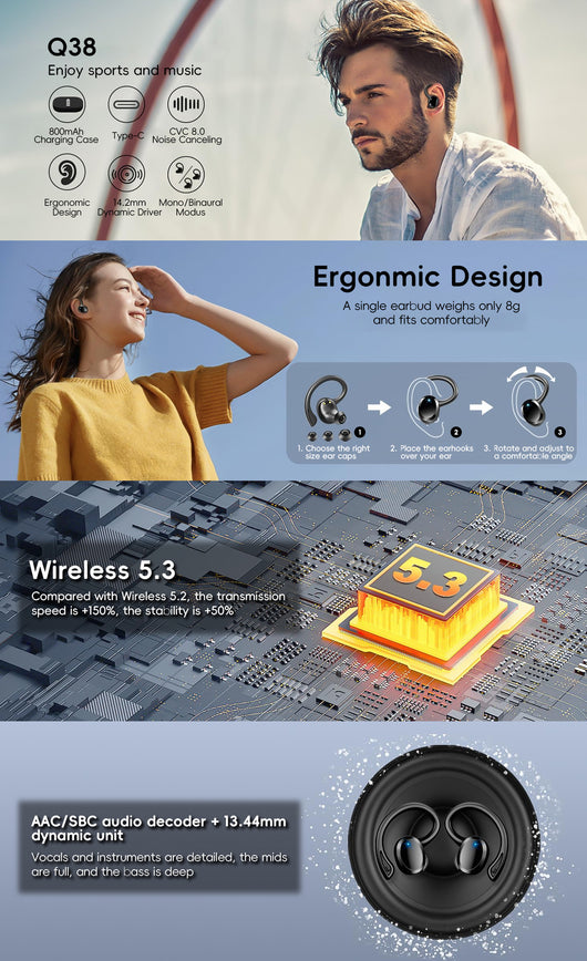 Auriculares Bluetooth con Gancho Inalámbricos y Pantalla Digital Inteligente - Image 12