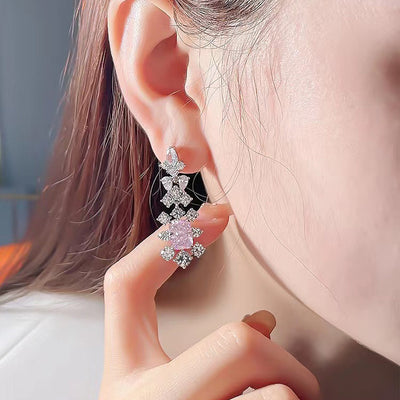 Aretes de Plata con Corte Diamante Flor de Hielo Rectangular