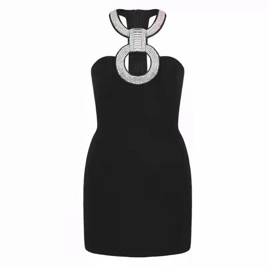 Vestido Bandage Slim Sin Mangas con Detalles Diamantados - Image 10