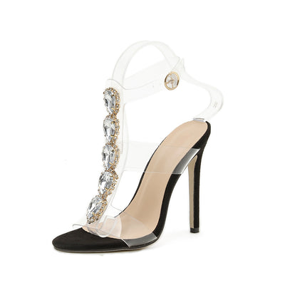 Sandalias Stiletto Transparentes con Piedras de Corazón para Mujer - Image 10