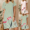 Vestido de Manga Corta con Botones, Cuello en V y Estampado Floral