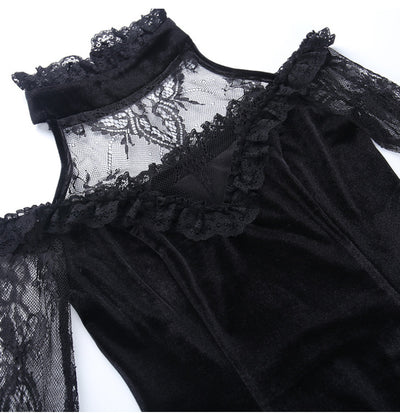Vestido de Encaje Gótico con Paneles Oscuros - Image 16