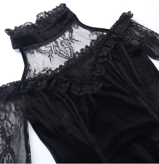 Vestido de Encaje Gótico con Paneles Oscuros - Image 16