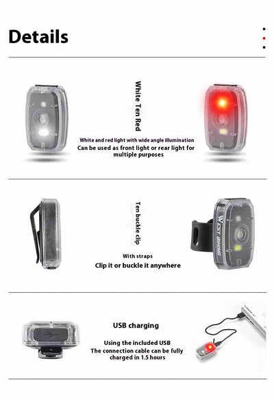 Luz Trasera Bicolor para Bicicleta - Faro de Advertencia Nocturno Compacto - Image 28