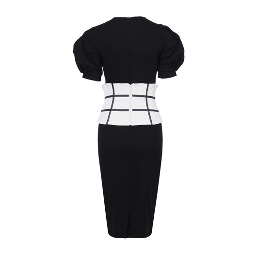 Vestido Ajustado de Cintura Alta con Mangas Abullonadas para Mujer - Image 2
