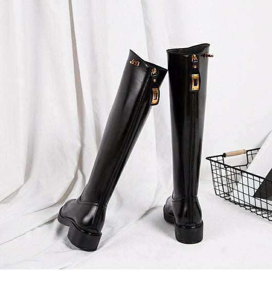 Botas Martin de Cuero con Tacón Grueso hasta la Rodilla - Image 3
