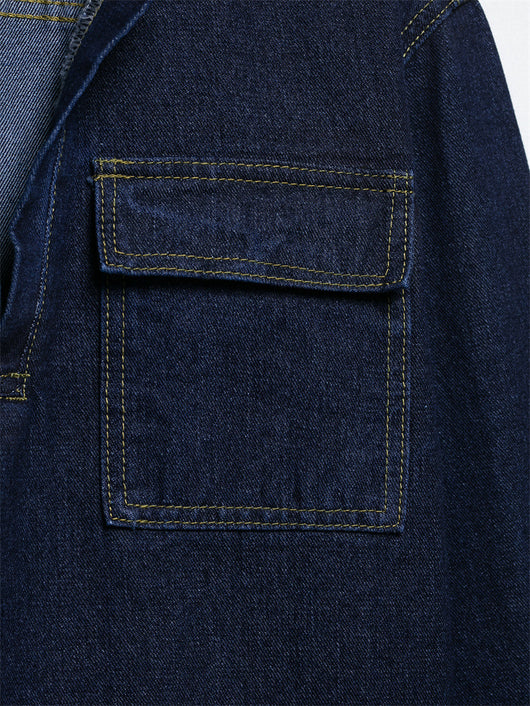 Conjunto Denim Vintage Azul Suelto - Camisa Manga Larga y Pantalón - Image 18