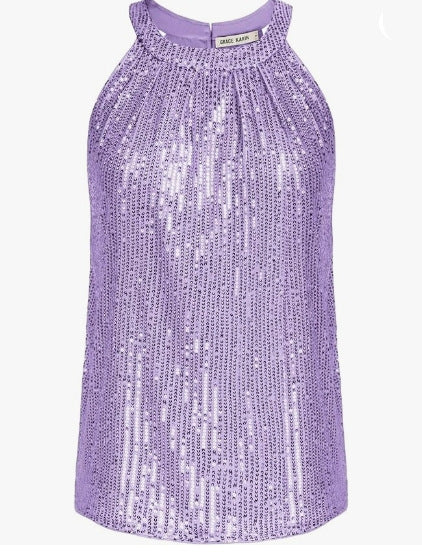 Blusa Escotada Halter con Lentejuelas y Cuello Redondo - Image 10