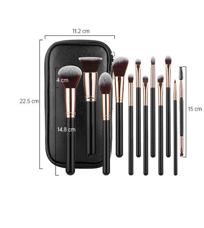 Estuche de Maquillaje con 12 Brochas y Bolsa Negra con Cierre - Image 7