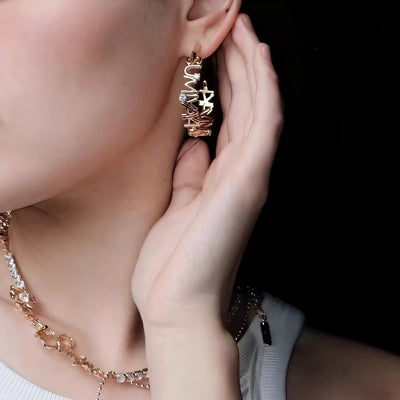 Aretes de Letras Metálicas Personalizadas Estilo Ins - Pendientes C - Image 16