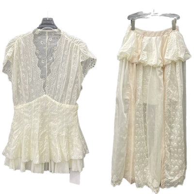 Blusa Falda Encaje Jacquard Escote en V - Colección Verano - Image 5