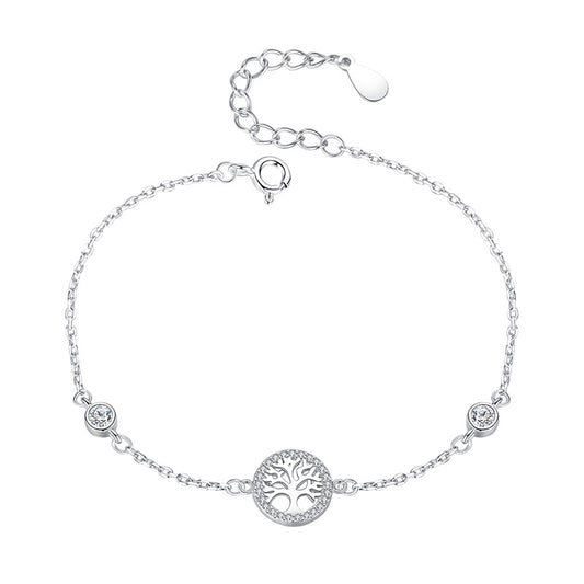 Pulsera Plata de Ley 925 Árbol de la Vida con Circonitas para Mujer