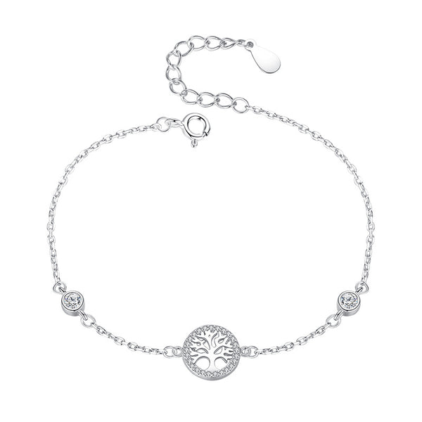 Pulsera Plata de Ley 925 Árbol de la Vida con Circonitas para Mujer
