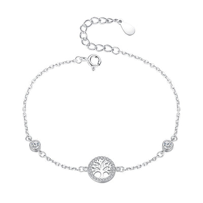 Pulsera Plata de Ley 925 Árbol de la Vida con Circonitas para Mujer