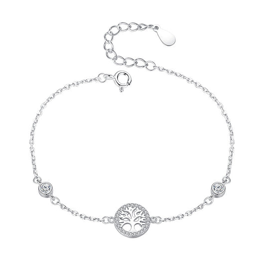 Pulsera Plata de Ley 925 Árbol de la Vida con Circonitas para Mujer