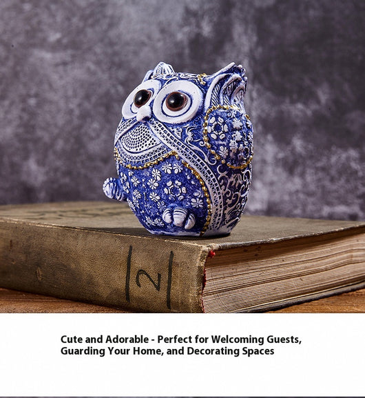 Búho Decorativo Azul y Blanco - Adorno Creativo para el Hogar - Image 17