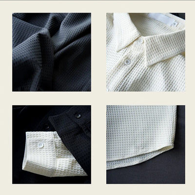 Camisa Polo Texturizada Suelta Casual para Hombre - Image 16