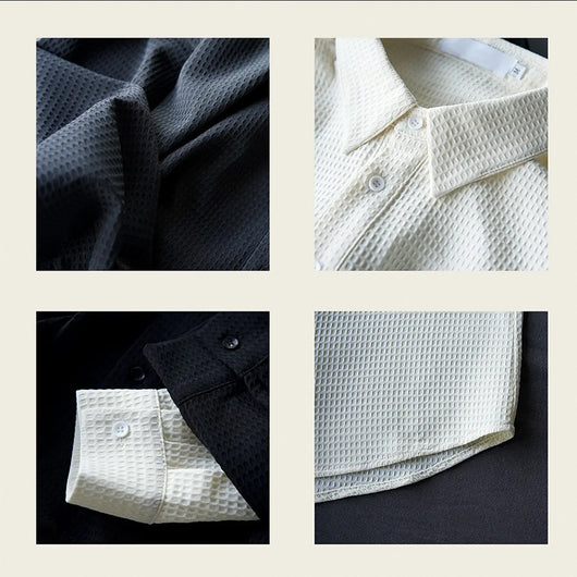 Camisa Polo Texturizada Suelta Casual para Hombre - Image 16