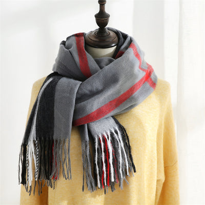 Bufanda de Imitación Cashmere con Rayas Suave - Abrigo Cálido y Elegante - Image 8
