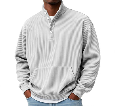Suéter Polo Cuello Alto Manga Larga para Hombre - Casual Suelto con Bolsillos - Image 8