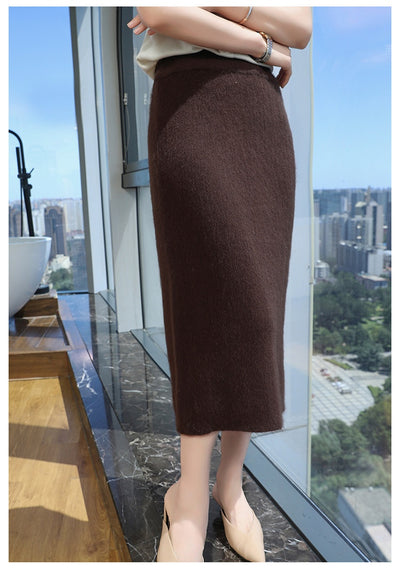 Falda Slim de Terciopelo Visón Cintura Alta Corte A - Image 16