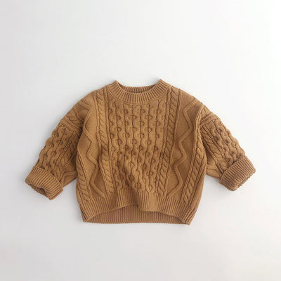 Suéter Infantil Retro con Patrón de Trenza Tejido - Image 8