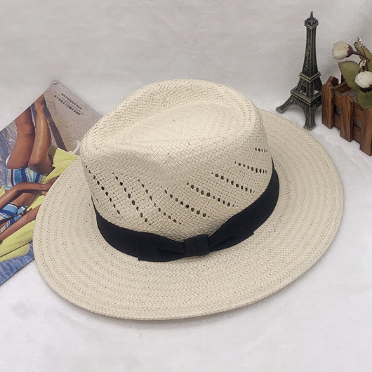 Sombrero Jazz de Paja con Cinta Rayada y Ala Plana - Image 15