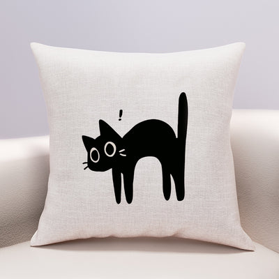 Funda de Almohada Gato Queso con Diseño Kawaii - Lino y Algodón - Image 6