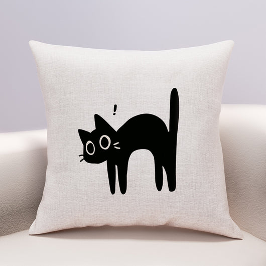 Funda de Almohada Gato Queso con Diseño Kawaii - Lino y Algodón - Image 6