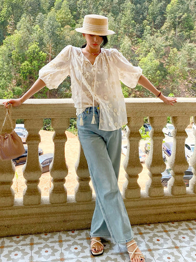 Blusa Francesa con Bordado Tridimensional para Mujer - Image 14
