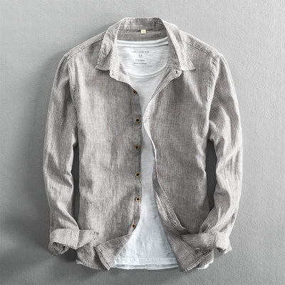 Camisa Casual de Lino con Mangas Largas para Hombre - Image 8