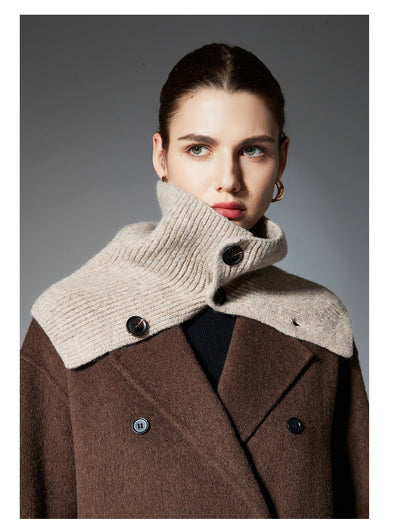Bufanda de Lana Tejida con Flores y Botones - Estilo Europeo Otoño Invierno - Image 14