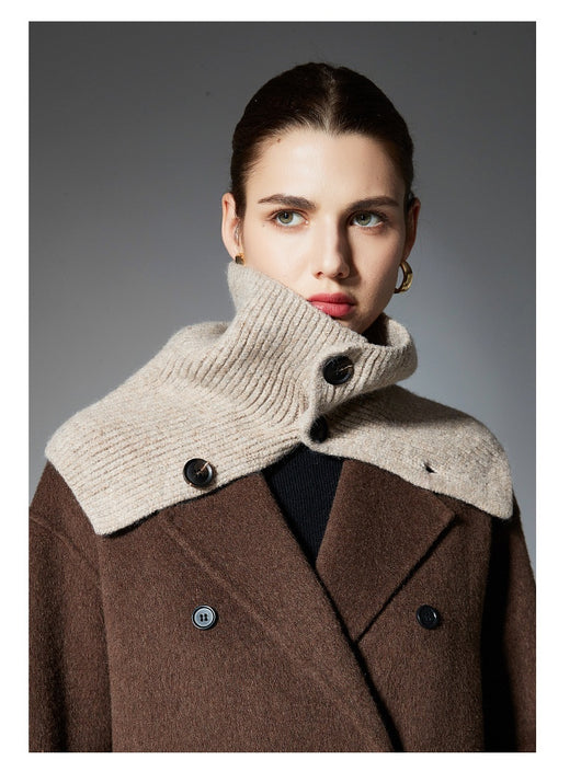 Bufanda de Lana Tejida con Flores y Botones - Estilo Europeo Otoño Invierno - Image 14