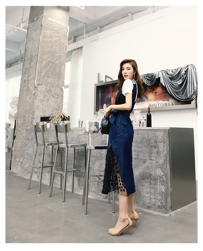 Vestido Denim Estilo Occidental con Tirantes - Conjunto Dos Piezas para Verano - Image 11