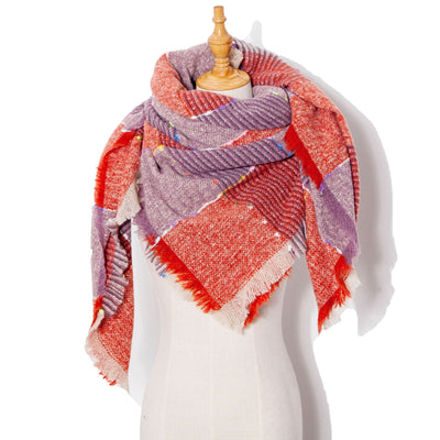 Chal Triangular Mujer a Cuadros Otoño Invierno con Cinta - Image 6