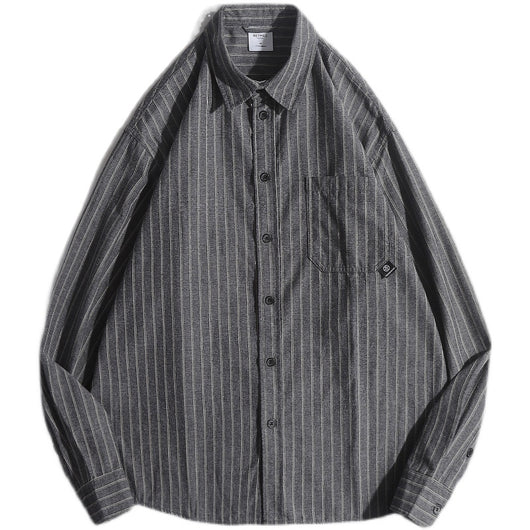 Camisa Retro Japonesa a Rayas para Primavera y Otoño - Image 9