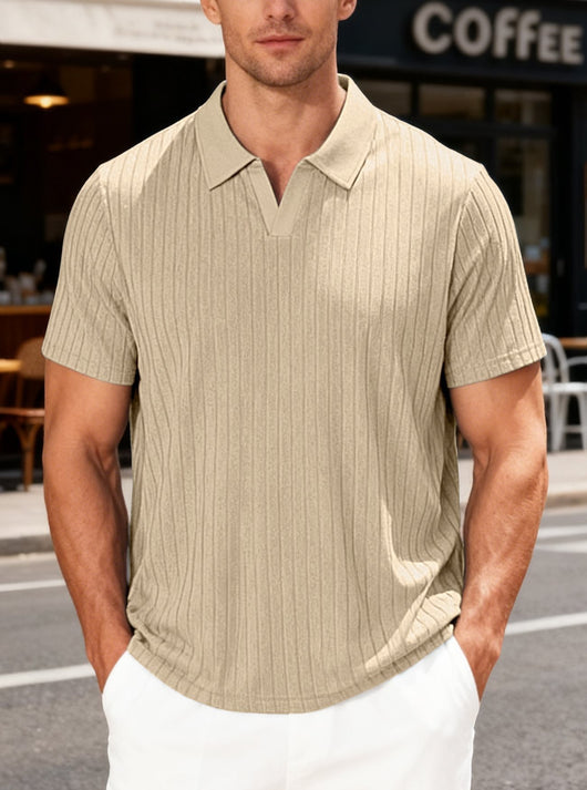 Camisa Casual de Manga Corta para Hombre con Textura Jacquard a Rayas - Image 10