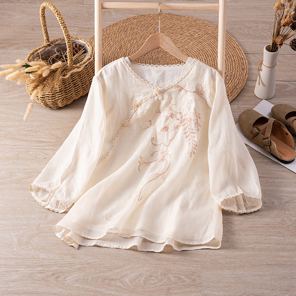Camisa de Ramio Doble Capa Manga 3/4 - Fresca y Cómoda para Verano